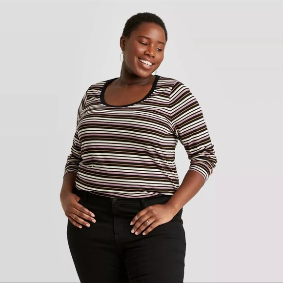Ava & Viv Tops - Ava & Viv stripe long sleeve top size 1X